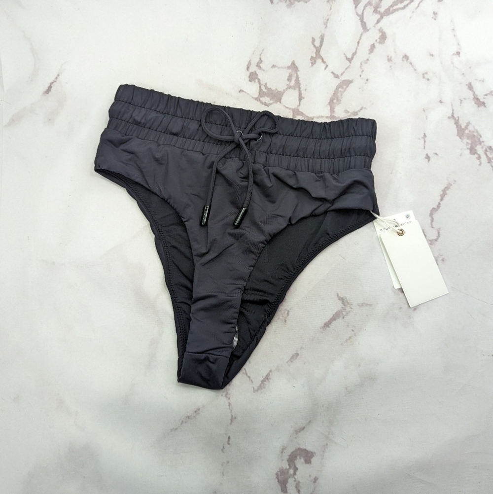 Good American Swim Bottom Women 1 Small Black Waist Cincher Framer High Rise